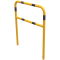 Protective bar made of steel tubing |  48 x 2.5 mm | with crossbar | total width: 1000 mm | total height: 1200 mm | hot-dip galvanized and yellow coatedwith black warning stripes